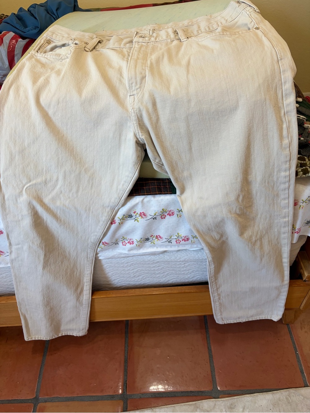Ralph Lauren Beige Canvas Jeans with Branded Patch